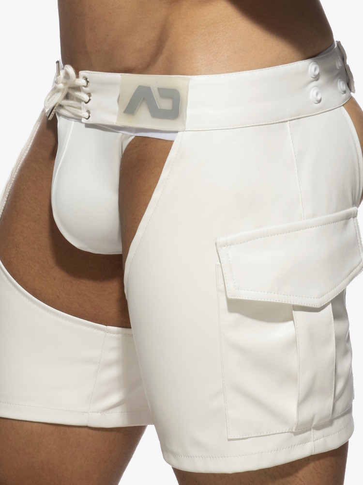 Addicted Fetish Adf194 Chaps Shorts White 1