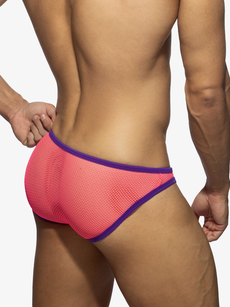 Addicted Ad1332 Fever Mesh Bikini Brief Neon Pink 2