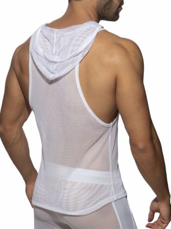 Addicted Ad968 Mesh Sleeveless Hoody White 2