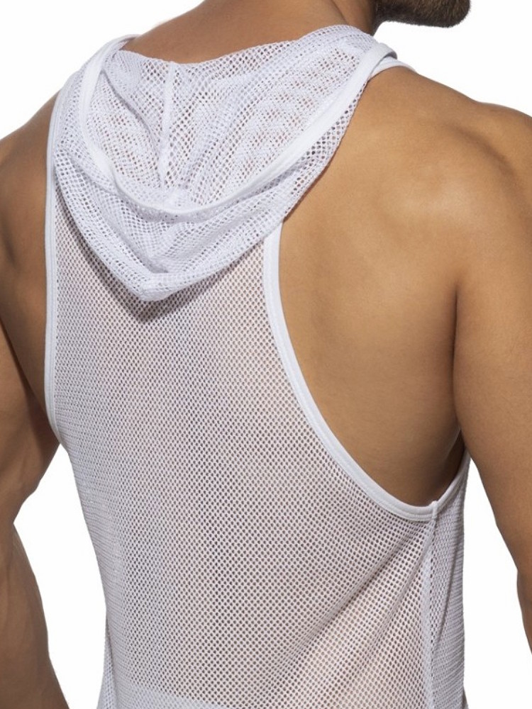 Addicted Ad968 Mesh Sleeveless Hoody White 4