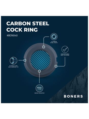 Boners Cock Ring With Steel Core Bon040 Grey 1