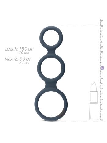 Boners Triple Cock Ring Bon003 Dark Grey