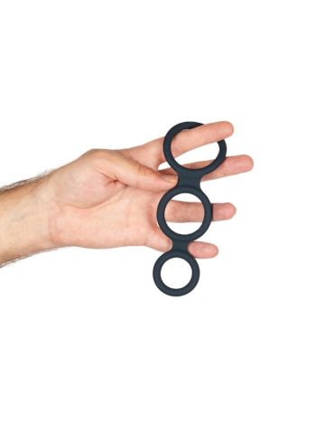 Boners Triple Cock Ring Bon003 Dark Grey