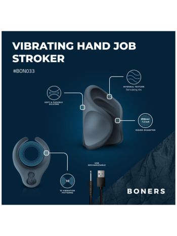 Boners Vibrating Hand Job Stroker Bon033 Dark Grey