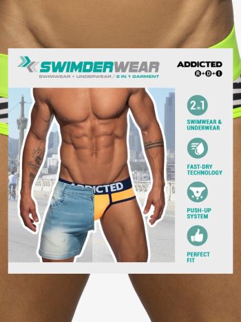 Addicted Ad1345 Tribal Swimderwear Brief Neon Green 1